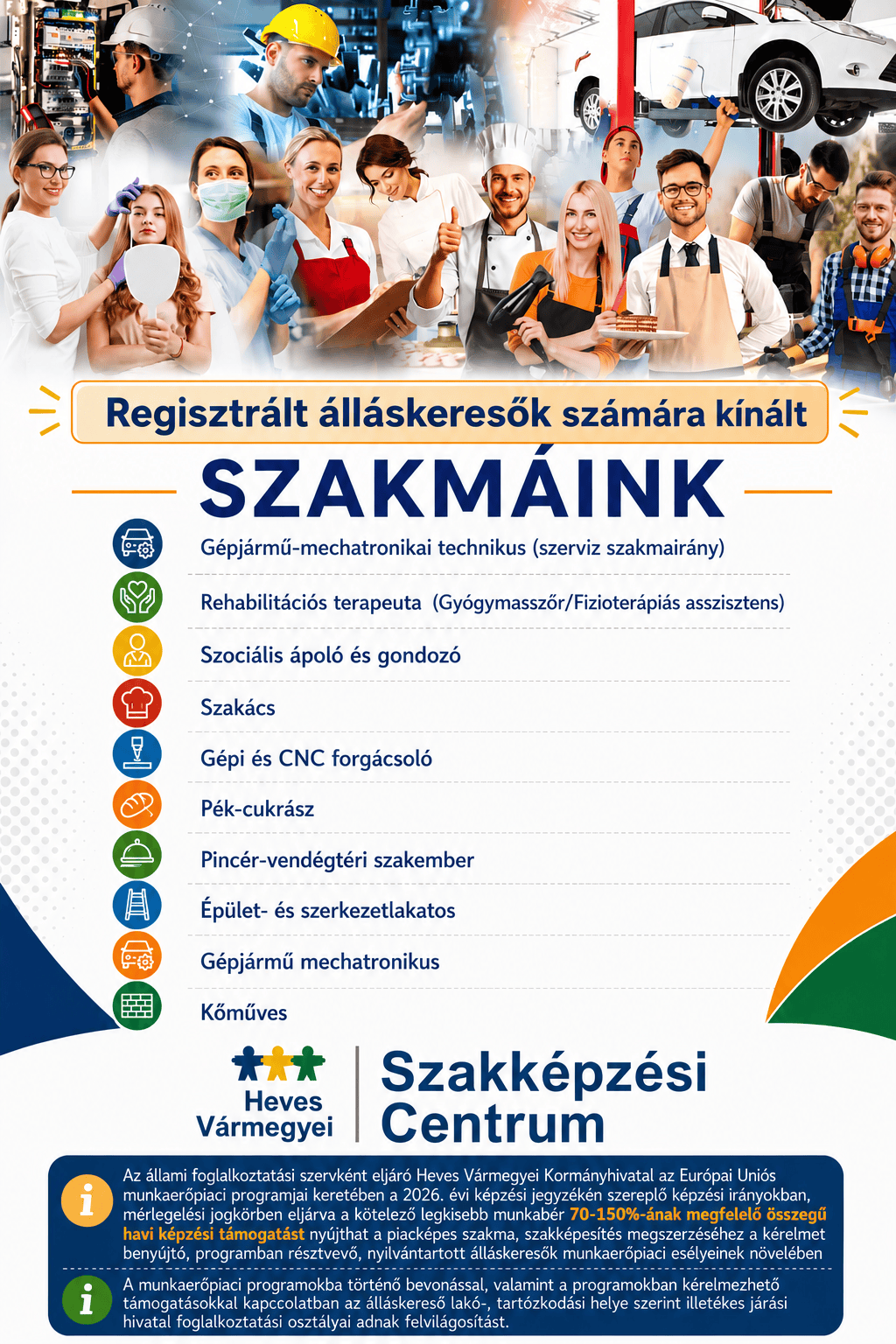 Regisztrált álláskeresők számára kínált szakmáink!